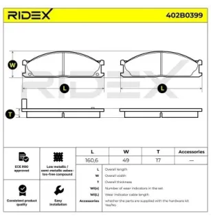 Plaquettes de frein pour FORD, ISUZU, NISSAN SUBARU- 26296PA020