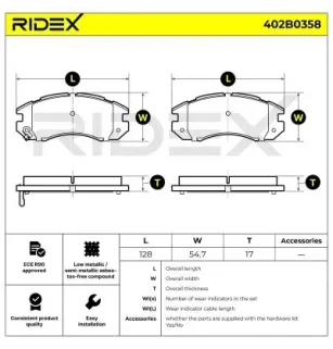 Plaquettes de frein pour NISSAN, SUBARU- 26296AA000, 26296AA020, 26296AA030, 26296AA100, 26296AA101, 26296AA120