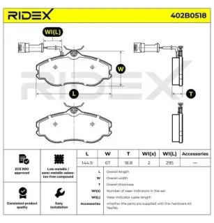 Plaquettes de frein pour AUDI, SEAT, SKODA, VAG, VW- 447615115B, 447615115M, 447615116B, 441698151E, 447615116M