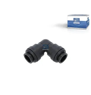 Raccord coudé, plastique, D: 12 mm Pour Mack Mid-Liner - Renault C-Serie, D-Serie, G / Manager, K-Serie, Kerax, Magnum, Maxity