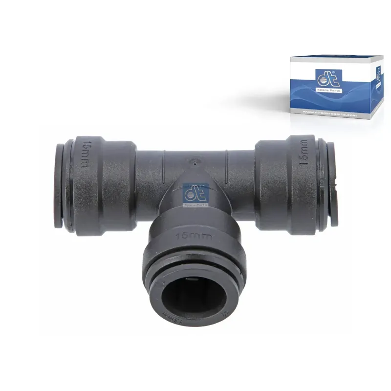 Raccord en T, plastique, D: 15 mm Pour Mack Mid-Liner - Renault C-Serie, D-Serie, G / Manager, K-Serie, Kerax, Magnum, Maxity