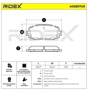 Plaquettes de frein pour DAIHATSU, TOYOTA- 044650D130, 044650D160, 0446552190, 0446552240, 0446552270