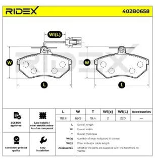 Plaquettes de frein pour AUDI, VW- 357615116, 357615116A, 357698151C 8A0698151