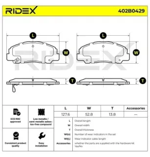 Plaquettes de frein pour BERTONE, DAIHATSU- 0446560070, 0449187611, 0449187612, 0449187612000, 0449187617