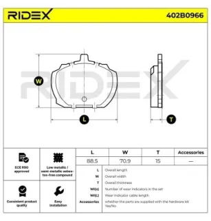 Plaquettes de frein pour BEDFORD, FORD, LEYLAND DAF, LEYLAND-INNOCENTI, RELIANT, ROVER, TRIUMPH VAUXHALL- 91014594