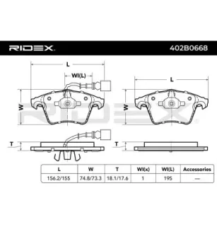 Plaquettes de frein pour AUDI, SEAT, SKODA, VAG, VW- 7H0698151C, 7H0698151, 7H0698151A, 7H0698151D, 7H0698151E