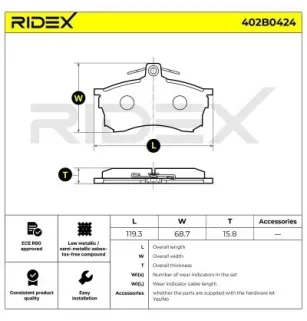 Plaquettes de frein pour MITSUBISHI- DBP511116, MR249240, MR290240, MR389519, MR407944, MZ690333 X3511004