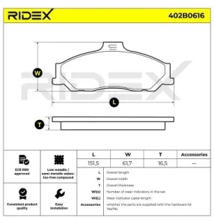 Plaquettes de frein pour FORD, FORD USA, MAZDA- 2M3420014EA, 2M3420014FA, UHY13323ZA, UHY13323ZB, UHY13323ZD