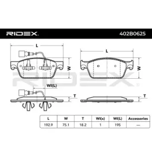 Plaquettes de frein pour VAG, VW- 7E0698151, 7E0698151B, 7E0698151C 7E0698151D