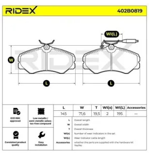 Plaquettes de frein pour ALFA ROMEO, CITROËN, FIAT, PEUGEOT- 425047, 425058, 425078, 425095, 425105, 425135 425270