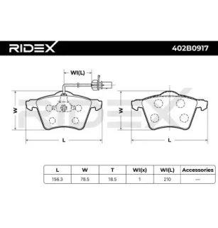 Plaquettes de frein pour AUDI, SEAT, SKODA VW- 7D0698151A