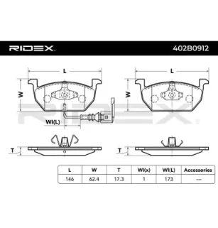 Plaquettes de frein pour AUDI, SEAT, SKODA, VAG, VW- 5Q0698151C, 5Q0698151E, 5Q0698151T, JZW698151AS, 2Q0698151C 5Q0698151H