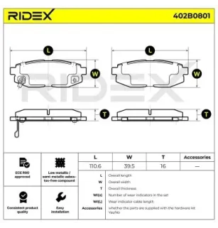 Plaquettes de frein pour SUBARU, TOYOTA- SU00304097, SU00304325 SU00310628