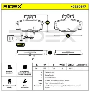 Plaquettes de frein pour AC, FORD, PANTHER, TVR- 1637872, 6189769 6785599