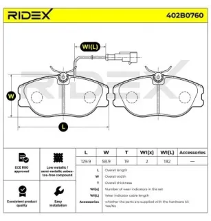 Plaquettes de frein pour ALFA ROMEO, ALFAROME/FIAT/LANCI, FIAT, LANCIA- 71748391, 71748387, 77362344