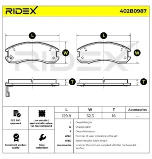 Plaquettes de frein pour FORD, MAZDA, MITSUBISHI NISSAN- AY040MA002