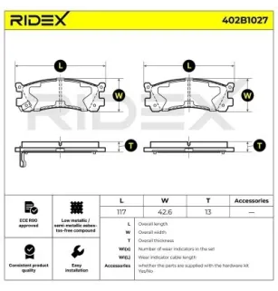 Plaquettes de frein pour MAZDA, MITSUBISHI, NISSAN- AY060MA008, AY060MA004 AY060MA003