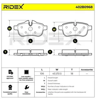 Plaquettes de frein pour BMW- 34216788275 34216797861