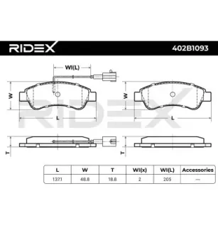 Plaquettes de frein pour CITROËN, FIAT, PEUGEOT RAM- 68226919AA