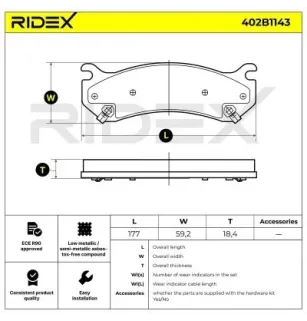 Plaquettes de frein pour CADILLAC, CHEVROLET, HUMMER- 18041762 19210705