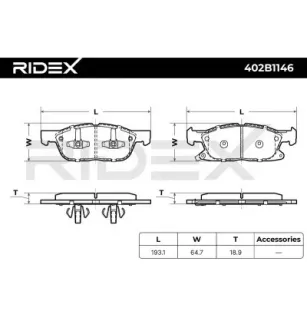 Plaquettes de frein pour EICHER, FORD, FORD USA, LINCOLN- BRF1536, BRF1544, G3GZ2001B HP5Z2001B
