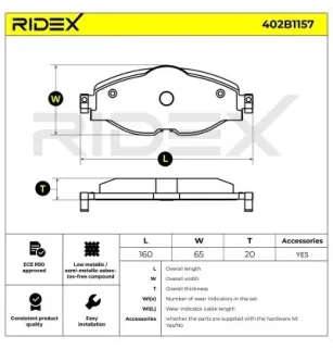 Plaquettes de frein pour AUDI, AUDI (FAW), FORD, SEAT, SKODA, SKODA (SVW), VAG, VW, VW (FAW), VW (SVW)- 5QD698151 5QD698151A