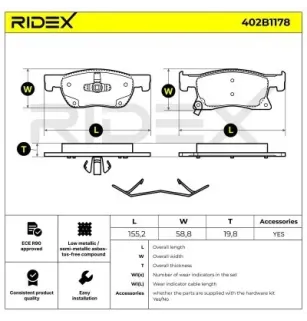 Plaquettes de frein pour OPEL VAUXHALL- 39103797