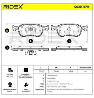 Bremsbeläge für FORD- 2095060, 2095160, 2272732, 2279460, KTH1BC2001AB, KTH1BC2K021AB, KTK1BC2K021AB, KTK1BC2K021AC