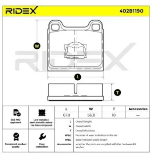 Plaquettes de frein pour AUDI, PORSCHE, VAG, VW- 171698151B, 171698151D, 171698151H 411698151E