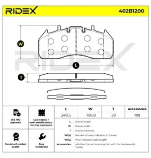 Plaquettes de frein pour FORD, RENAULT, RENAULT TRUCKS, VOLVO - 20568711, 20568714, 21024702, 21352570, 21496550, 21488185