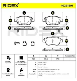 Pastillas de freno para FIAT, GENERAL MOTORS, OPEL, VAUXHALL- 1605226, 1605258, 1605357, 1605184
