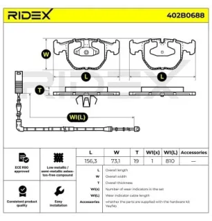 Bremsbeläge für BMW- 34111163307, 34111165227, 34112229031, 34112282090, 34112282166