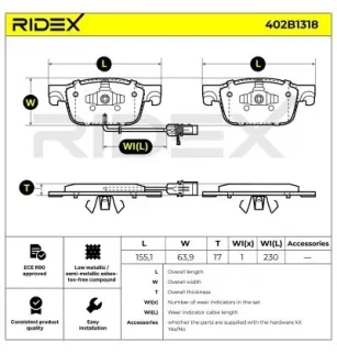 Pastiglie freno per AUDI, AUDI (FAW), SEAT, SKODA, VW- 8W0698151AG, 8W0698151AB, 8W0698151AA, 8W0698151J