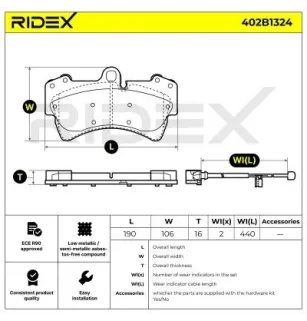 Pastiglie freno per PORSCHE, VAG- 7L0698151A, 7L0698151C, 7L0698151E, 7L0698151G, 7L0698151J, 7L6698151A 7L6698151D