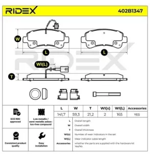 Plaquettes de frein pour CITROËN, FIAT, PEUGEOT RAM- 68230095AC