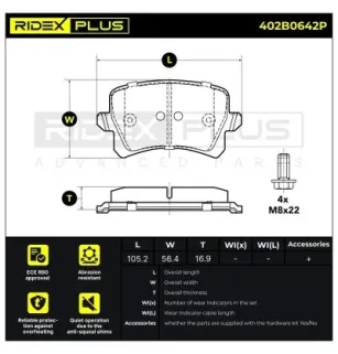 Brake pads for AUDI, AUDI (FAW), HAVAL, SEAT, SKODA, SKODA (SVW), VAG, VW, VW (FAW), VW (SVW)- 5ND698451A