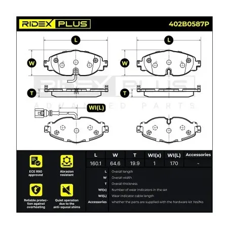 Bremsbeläge für AUDI, AUDI (FAW), CUPRA, SEAT, SKODA, VAG, VW VW (FAW) - L8V0698151D