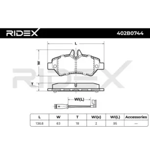 Brake pads for AUDI, CHRYSLER, DODGE, FIAT / LANCIA, MERCEDES-BENZ, SEAT, SKODA, VAG, VW- 2E0698451 2E0698451H