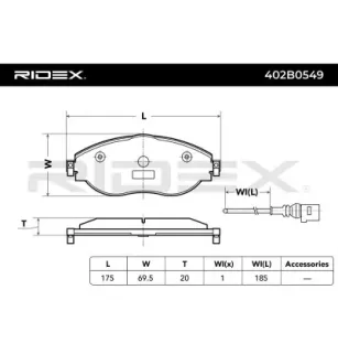Brake pads for AUDI, AUDI (FAW), SEAT, SKODA, SKODA (SVW), VAG, VW, VW (SVW)- 5QJ698151 8V0698151C