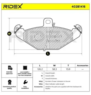 Bremsbeläge für CHRYSLER, DODGE, GENERAL MOTORS, LOTUS, OPEL, TESLA, VAUXHALL- 9199059 93184618