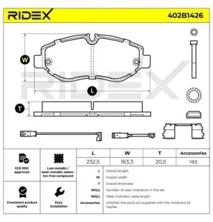 Plaquettes de frein pour AUDI, CHRYSLER, MERCEDES-BENZ, RENAULT, RENAULT TRUCKS, SEAT, SKODA, VW- 2E0698151E, 2E0698151B