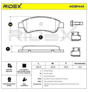 Pastilhas de freio para CITROËN, FIAT, PEUGEOT- 1611140880, 1611457480, 425359, 425360, 425469 E172302
