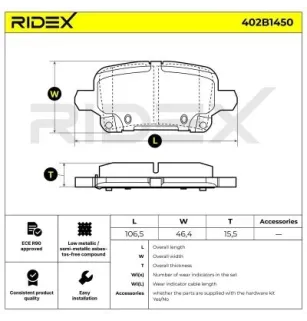 Bremsbeläge für BUICK (SGM), CHEVROLET (SGM), OPEL VAUXHALL- 13517515