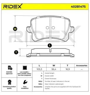 Pastiglie freno per AUDI, SEAT, SKODA, VAG, VW- 3C0698451E, 3C0698451B, 3C0698451F, 3C0698451, 5N0698451, 3AA698451A