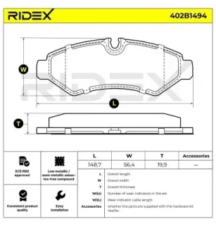 Brake pads for MERCEDES-BENZ- 9074208101, 9074208600, 9104203600, 9104203700, 9104207300, 9104231401, 9104235600