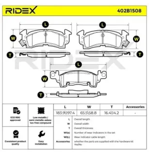 Brake pads for BUICK, CADILLAC, CHEVROLET, FIAT / LANCIA, GMC, JEEP, PONTIAC- 01154458 12300220