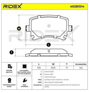 Pastiglie freno per AUDI, SEAT, SKODA, VW- 1K0698451B, 1K0698451E, 1K0698451K, 3C0698451A, 3C0698451C, JZW698451M