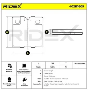 Brake pads for ACURA, ASTON MARTIN, AUDI, FORD, FORD USA, HONDA, JAGUAR, LAMBORGHINI, TESLA- 100346000B