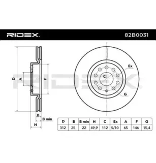 Disque de frein pour SEAT, SKODA, VAG- 1K0615301AA, 5C0615301B, 5Q0615301F JZW615301H