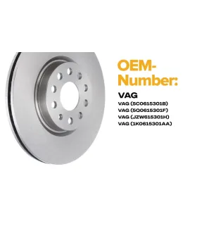 Brake disc for SEAT, SKODA, VAG- 1K0615301AA, 5C0615301B, 5Q0615301F JZW615301H